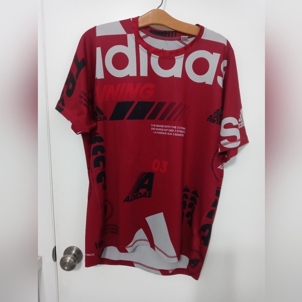 ADIDAS CLIMALITE TRAINING 2 SIDED ALL OVER LARGE LOGO SHORT SLEEVE MEN'S JERSEY